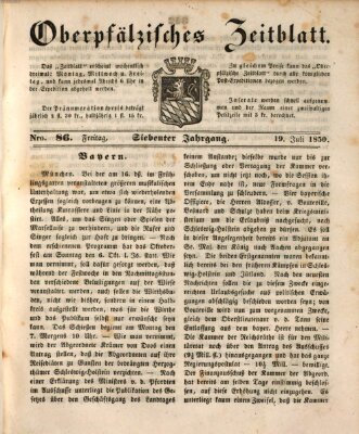 Oberpfälzisches Zeitblatt (Amberger Tagblatt) Freitag 19. Juli 1850