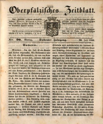 Oberpfälzisches Zeitblatt (Amberger Tagblatt) Montag 29. Juli 1850