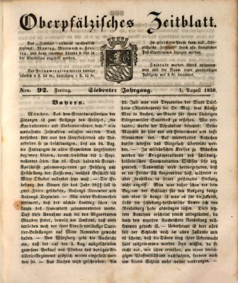 Oberpfälzisches Zeitblatt (Amberger Tagblatt) Donnerstag 1. August 1850