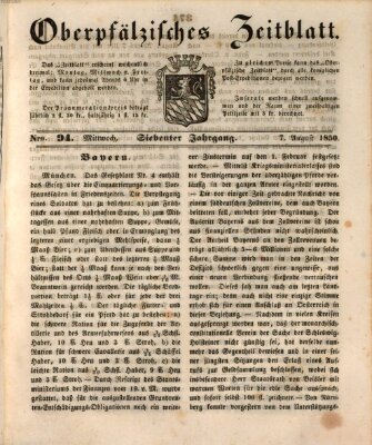 Oberpfälzisches Zeitblatt (Amberger Tagblatt) Mittwoch 7. August 1850