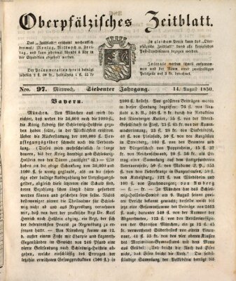 Oberpfälzisches Zeitblatt (Amberger Tagblatt) Mittwoch 14. August 1850