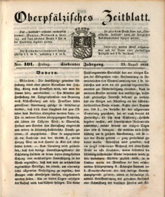 Oberpfälzisches Zeitblatt (Amberger Tagblatt) Freitag 23. August 1850