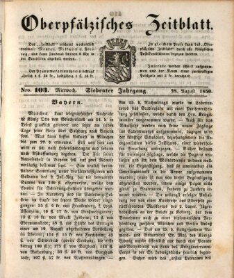 Oberpfälzisches Zeitblatt (Amberger Tagblatt) Mittwoch 28. August 1850