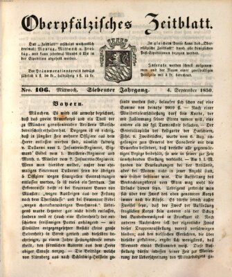 Oberpfälzisches Zeitblatt (Amberger Tagblatt) Mittwoch 4. September 1850