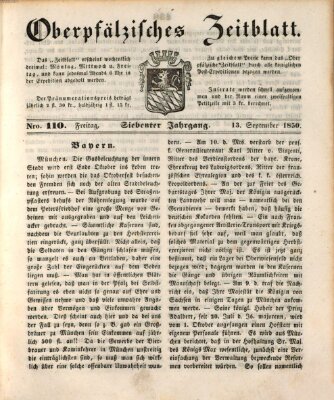 Oberpfälzisches Zeitblatt (Amberger Tagblatt) Freitag 13. September 1850