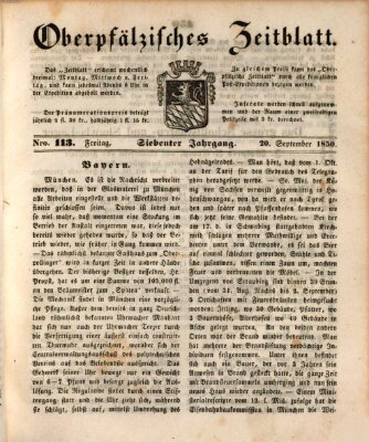 Oberpfälzisches Zeitblatt (Amberger Tagblatt) Freitag 20. September 1850