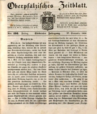 Oberpfälzisches Zeitblatt (Amberger Tagblatt) Freitag 27. September 1850