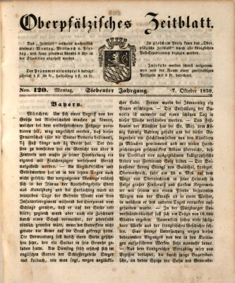 Oberpfälzisches Zeitblatt (Amberger Tagblatt) Montag 7. Oktober 1850