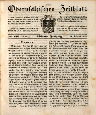 Oberpfälzisches Zeitblatt (Amberger Tagblatt) Montag 21. Oktober 1850