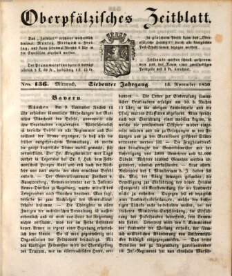 Oberpfälzisches Zeitblatt (Amberger Tagblatt) Mittwoch 13. November 1850