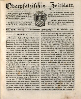 Oberpfälzisches Zeitblatt (Amberger Tagblatt) Montag 18. November 1850