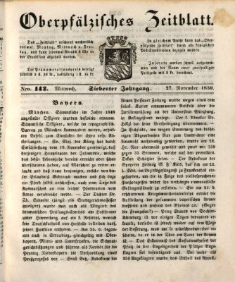 Oberpfälzisches Zeitblatt (Amberger Tagblatt) Mittwoch 27. November 1850