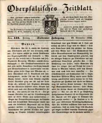 Oberpfälzisches Zeitblatt (Amberger Tagblatt) Freitag 29. November 1850