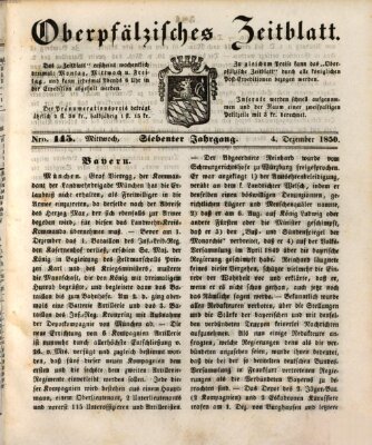 Oberpfälzisches Zeitblatt (Amberger Tagblatt) Mittwoch 4. Dezember 1850