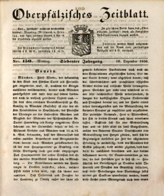 Oberpfälzisches Zeitblatt (Amberger Tagblatt) Montag 16. Dezember 1850