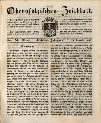 Oberpfälzisches Zeitblatt (Amberger Tagblatt) Mittwoch 18. Dezember 1850