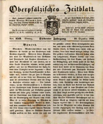 Oberpfälzisches Zeitblatt (Amberger Tagblatt) Montag 23. Dezember 1850