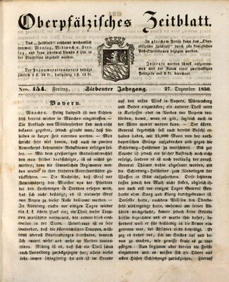 Oberpfälzisches Zeitblatt (Amberger Tagblatt) Freitag 27. Dezember 1850