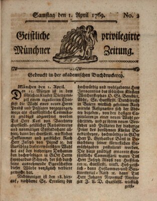 Geistliche privilegirte Münchner Zeitung Samstag 1. April 1769