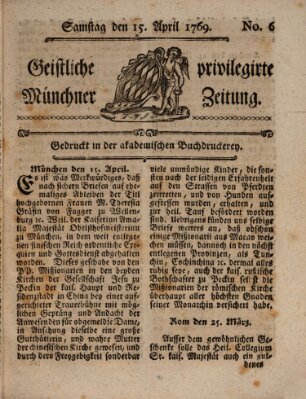 Geistliche privilegirte Münchner Zeitung Samstag 15. April 1769