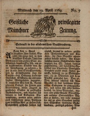 Geistliche privilegirte Münchner Zeitung Mittwoch 19. April 1769