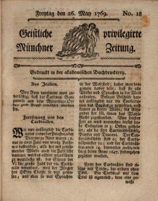 Geistliche privilegirte Münchner Zeitung Freitag 26. Mai 1769