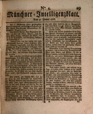 Münchner Intelligenzblatt (Münchner Intelligenzblatt) Samstag 31. Januar 1778