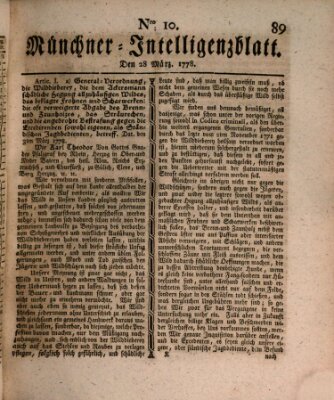 Münchner Intelligenzblatt (Münchner Intelligenzblatt) Samstag 28. März 1778