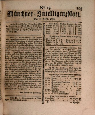 Münchner Intelligenzblatt (Münchner Intelligenzblatt) Samstag 18. April 1778