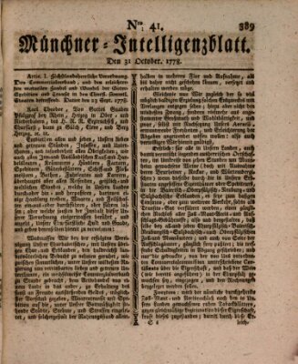 Münchner Intelligenzblatt (Münchner Intelligenzblatt) Samstag 31. Oktober 1778