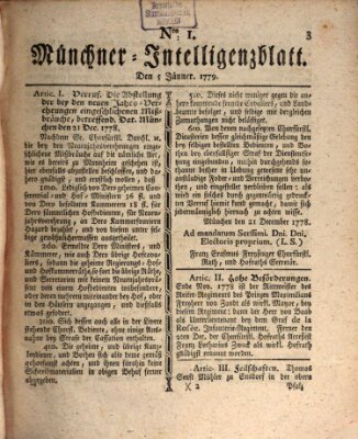 Münchner Intelligenzblatt (Münchner Intelligenzblatt) Dienstag 5. Januar 1779