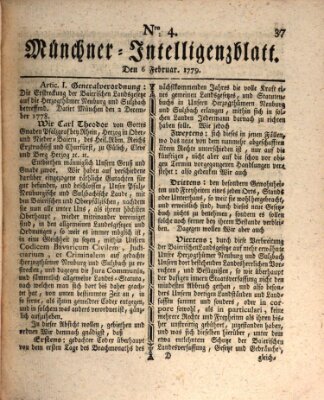 Münchner Intelligenzblatt (Münchner Intelligenzblatt) Samstag 6. Februar 1779