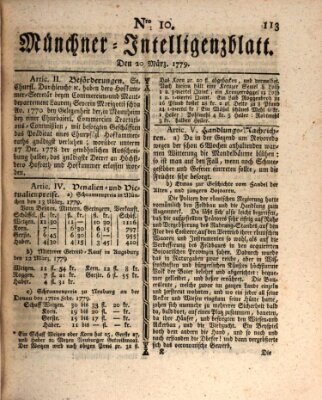 Münchner Intelligenzblatt (Münchner Intelligenzblatt) Samstag 20. März 1779