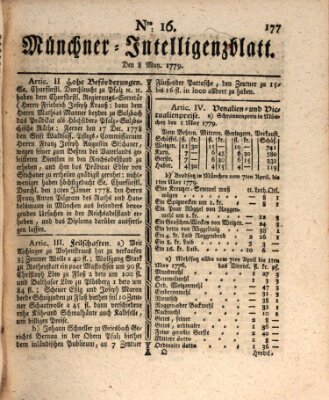 Münchner Intelligenzblatt (Münchner Intelligenzblatt) Samstag 8. Mai 1779