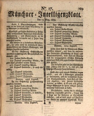 Münchner Intelligenzblatt (Münchner Intelligenzblatt) Samstag 15. Mai 1779