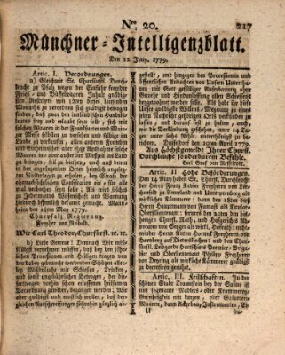 Münchner Intelligenzblatt (Münchner Intelligenzblatt) Samstag 12. Juni 1779