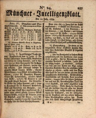 Münchner Intelligenzblatt (Münchner Intelligenzblatt) Samstag 10. Juli 1779