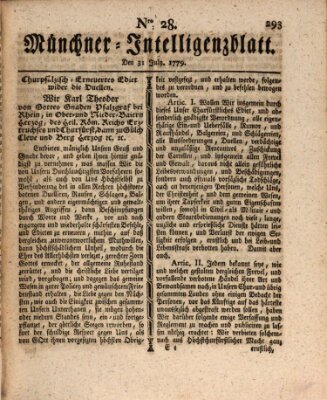 Münchner Intelligenzblatt (Münchner Intelligenzblatt) Samstag 31. Juli 1779