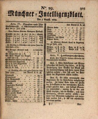 Münchner Intelligenzblatt (Münchner Intelligenzblatt) Samstag 7. August 1779