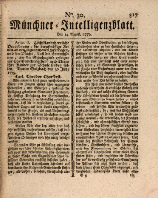 Münchner Intelligenzblatt (Münchner Intelligenzblatt) Samstag 14. August 1779