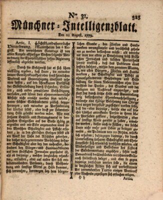 Münchner Intelligenzblatt (Münchner Intelligenzblatt) Samstag 21. August 1779