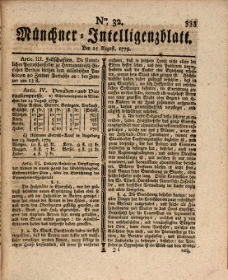 Münchner Intelligenzblatt (Münchner Intelligenzblatt) Mittwoch 25. August 1779