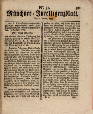 Münchner Intelligenzblatt (Münchner Intelligenzblatt) Freitag 8. Oktober 1779