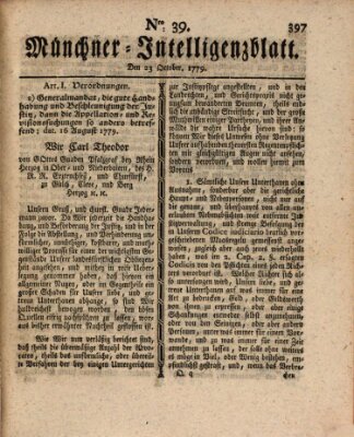 Münchner Intelligenzblatt (Münchner Intelligenzblatt) Samstag 23. Oktober 1779