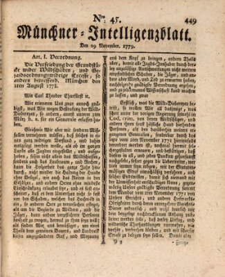 Münchner Intelligenzblatt (Münchner Intelligenzblatt) Montag 29. November 1779