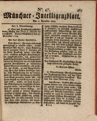 Münchner Intelligenzblatt (Münchner Intelligenzblatt) Samstag 11. Dezember 1779