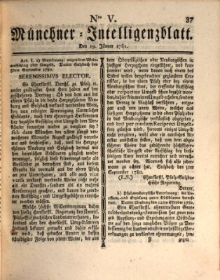 Münchner Intelligenzblatt (Münchner Intelligenzblatt) Freitag 19. Januar 1781