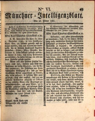 Münchner Intelligenzblatt (Münchner Intelligenzblatt) Freitag 26. Januar 1781