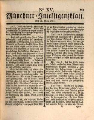 Münchner Intelligenzblatt (Münchner Intelligenzblatt) Freitag 30. März 1781