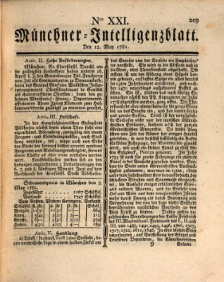 Münchner Intelligenzblatt (Münchner Intelligenzblatt) Samstag 12. Mai 1781